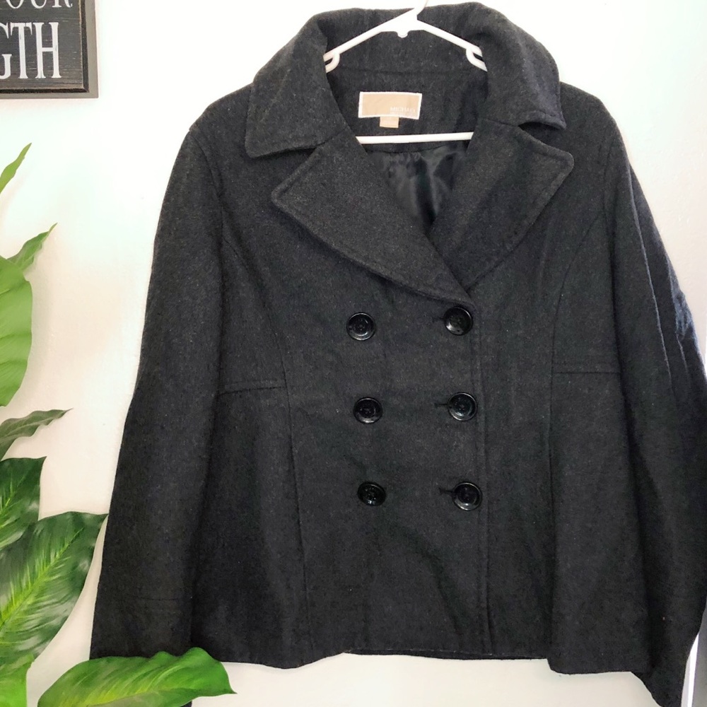 Michael Kors Grey Wool Blend Pea Coat - Picture 14 of 15
